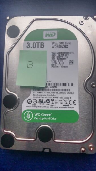 Western Digital HDD 3TB SATA WD30EZRX WD green 送料無料 23300時間 B