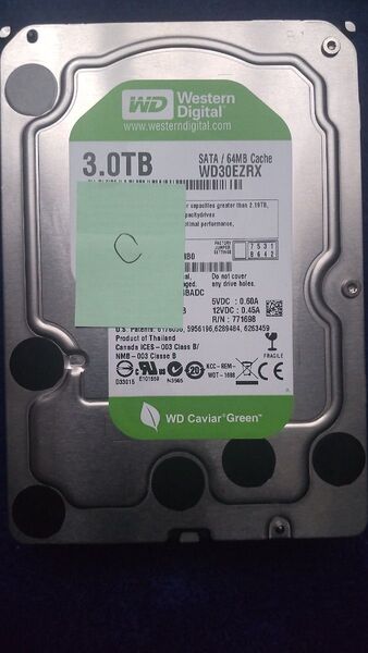 Western Digital HDD 3TB SATA WD30EZRX WD green 送料無料 10300時間 C