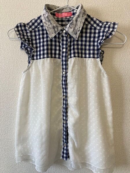 美品 LDR ふんわり二重レース 白トップス 140 キッズ 半袖Tシャツブラウス