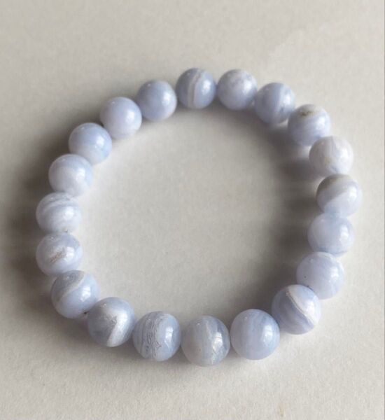 ◎天然石☆ブルーレースアゲート『約9.5mm〜9.7mm(20玉)』ブレス①