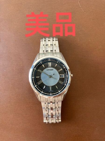 美品 CITIZEN エコドライブ H113-T019528 ブラック 稼働品
