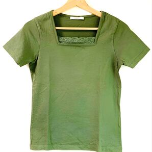 5/4限定価格 #20 L & Beautiful スクエアネック グリーン Tシャツ 半袖カットソー トップス