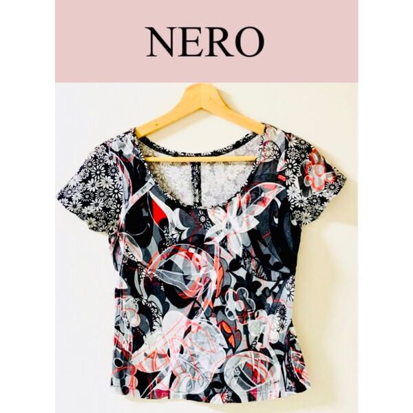 #27 NERO フラワープリントTシャツ M トップス 花柄 半袖 カットソー