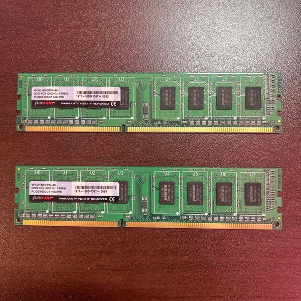 panram デスクトップPC用メモリ 4GB 2枚組 DDR3-1600 240PIN 4GBx2