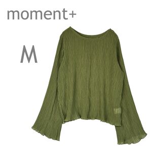 moment+/モーメントプラス シアープリーツ フレアスリーブ 長袖 メロウブラウス トップス M