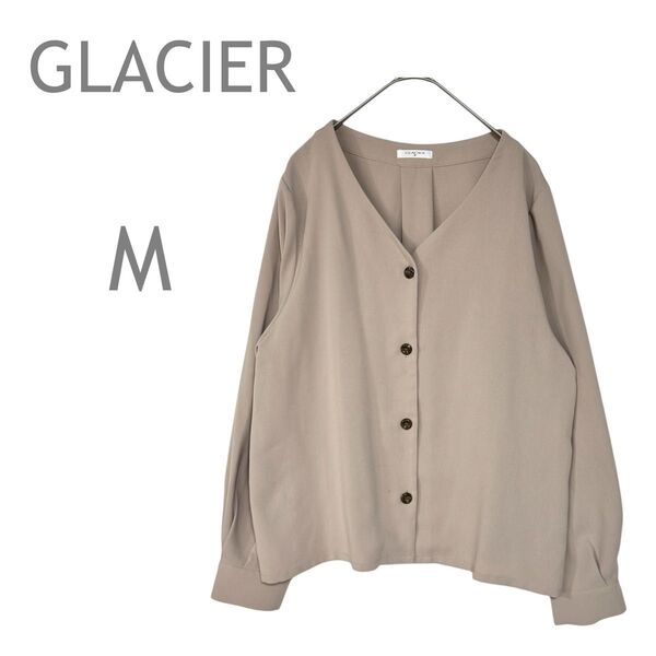 GLACIER/グラシア/ハニーズ Vネックブラウス トップス 長袖 無地 M
