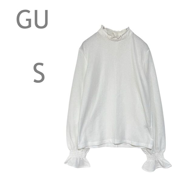 GU/ジーユー ハイネックカットソー Tシャツ トップス 長袖 無地 S