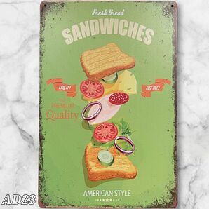 ブリキ看板 AD23 レトロ 雑貨 アメリカン サンドイッチ 壁掛け アート