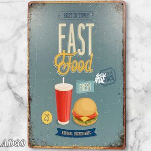ブリキ看板 AD30 雑貨 アート パネル レトロ インテリア ファストフード