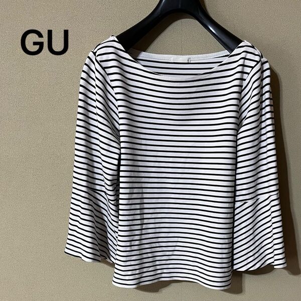 GU トップス カットソー ボーダー柄 ネイビー×白 Mサイズ