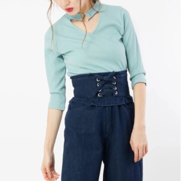 CECIL McBEE チョーカー風トップス ミント
