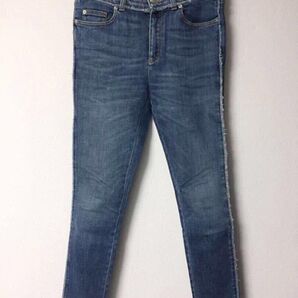 Alexander McQueen 16SS ほつれ加工 デニム パンツ イタリア製 切り替え ストレッチ スキニー ブルー 40