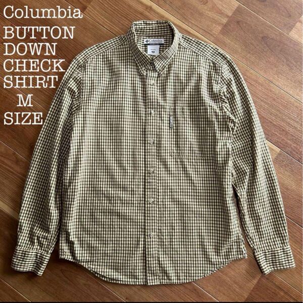 Columbia ボタンダウンシャツ チェックブラック イエローM 古着