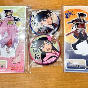 【4点】毛利蘭 工藤新一 戦国 アクリルスタンド 缶バッジ 新品未開封