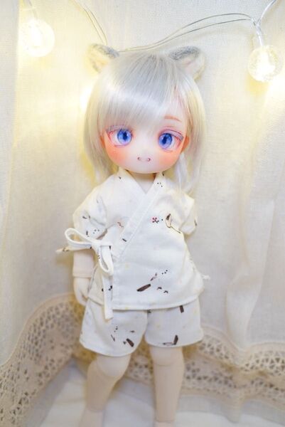 tinyfox1/6サイズ 服 甚平 シマエナガ柄