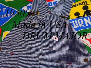 ★コンディション◎な1着★Made in USA製アメリカ製DRUM MAJORドラムメジャービンテージヒッコリーストライプオーバーオール50s50年代美品