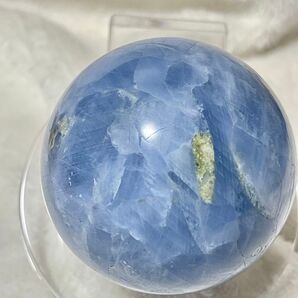 セレスタイト スフィア 丸玉 ペリドット共生 シラー 虹あり 天青石 殻を破る石 サイズ5.6cm 267g 宝石 天然石
