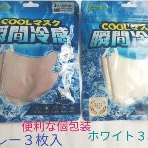 値下げ中 新品 個包装 洗えるマスク 瞬間冷感 クールマスク 白 グレー 2色セット