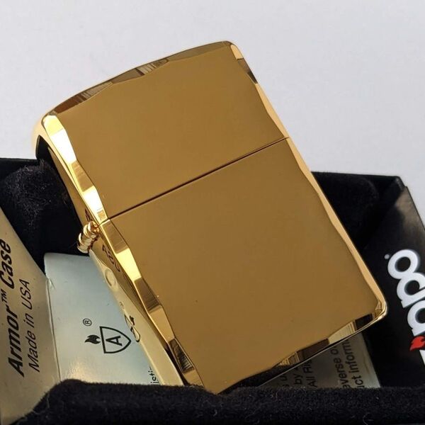 アーマーzippo 新品 両面シャインレイ 金タンク ゴールド ジッポ ライター