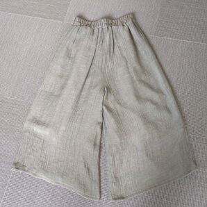 ★未使用に近い★レディース カーキ グリーン 総ゴム ワイドパンツ 裏地ありMサイズ