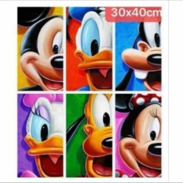 【新品】ダイヤモンドアート ディズニー6キャラ30×40センチ キラキラ