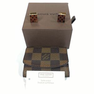 【ルイヴィトン】本物 LOUIS VUITTON カフス ダミエ16 カフリンクス カフスボタン シルバー925 Ag925 メンズ ダミエケース 箱付 送料520円