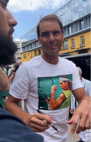 超希少★ラファエル・ナダル着用★全仏 特別記念Tシャツ Sサイズ ナイキ コート テニス Tシャツ ホワイト ロランギャロス