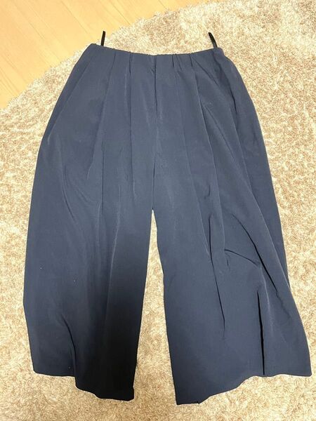 夏 ワイドパンツ ガウチョ ネイビー