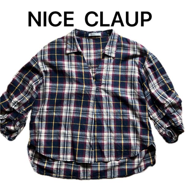 NICE CLAUP 長袖シャツ チェック柄 フリーサイズ