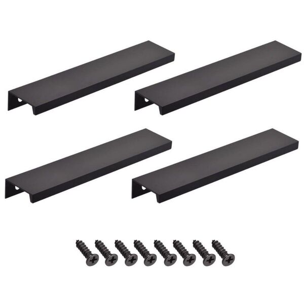 エッジプルハンドル キャビネット 引き出し プル 黒150 mmx32 mm 4個