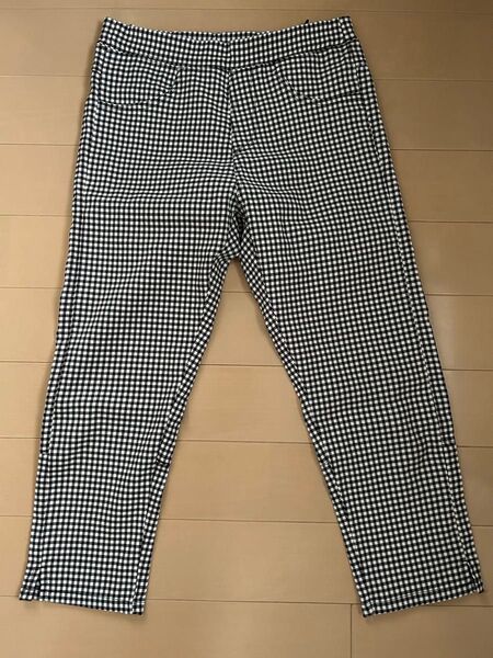 パンツ ギンガムチェック 黒 白 ストレッチ