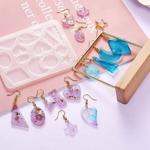 通し穴付☆ピアス型レジンシリコンモールドEタイプ