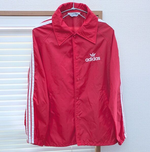 【古着好き必見】【美品レア】adidas アディダス デサント ナイロンコーチジャケット ヴィンテージ サイズS