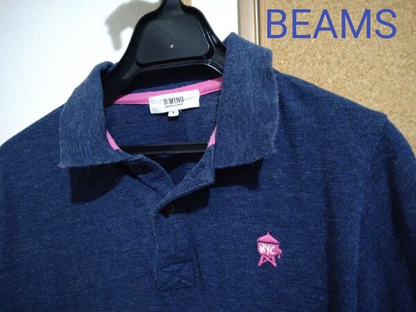 BEAMS B:MING ポロシャツ Mサイズ ネイビー ビームス 半袖ポロシャツ