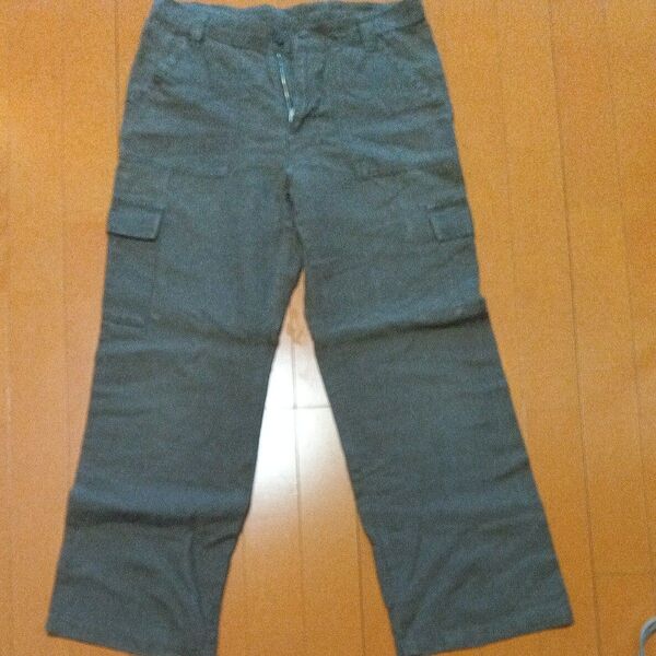 無印良品 リネンカーゴパンツ W64 カーキ