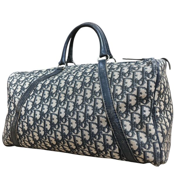 Christian Dior クリスチャンディオール トロッター ボストンバッグ 旅行鞄 ハンドバッグ ロゴ 総柄 大容量 紺