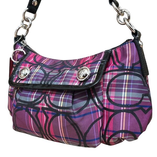 COACH コーチ ポピー タータン グルーヴィー ワンショルダーバック ハンドバッグ チェック シグネチャー 14366 マルチ