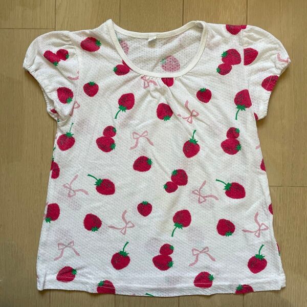 120 半袖 Tシャツ いちご柄 かわいい