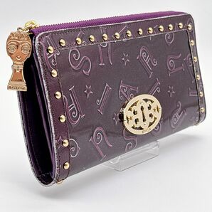 未使用級ANNA SUI 長財布 ハリー パープル 紫 L字 エナメル ファスナー チャーム レトロ