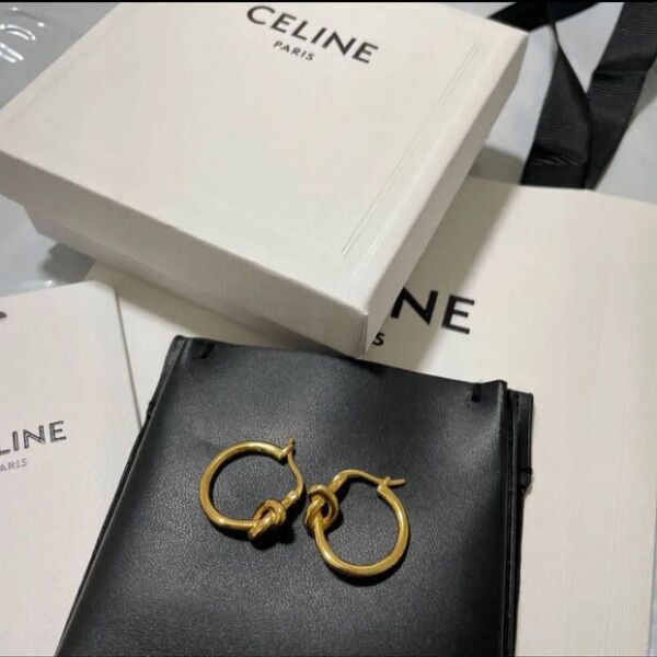 CELINE ノットスモールフープピアス