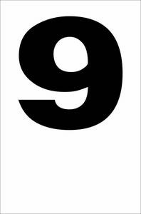シンプル縦型看板「番号数字9（黒）」【駐車場】屋外可