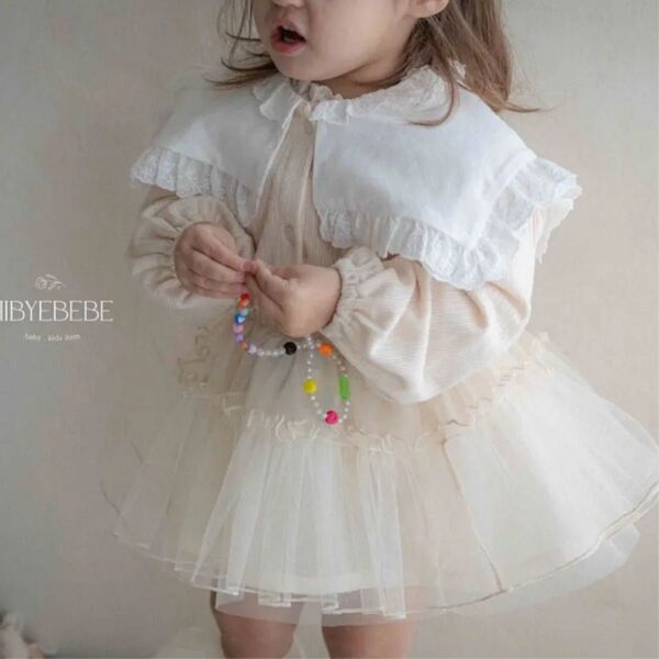 hibyebebe ニットカーディガン 春服 秋服 長袖 フリル トップス