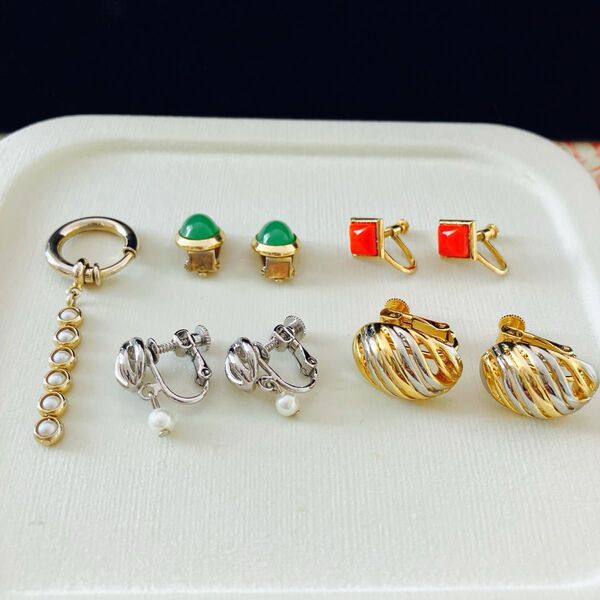 レディース イヤリングまとめ売り 昭和レトロ ヴィンテージ アクセサリー 色石