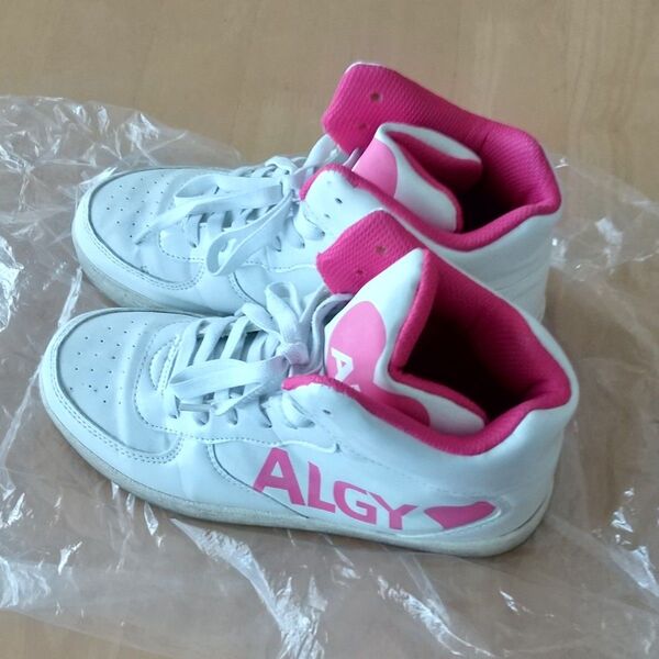 ALGY ハイカットスニーカー 白 ピンク 24cm