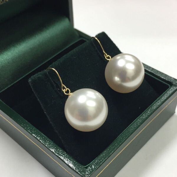 K18 クリスタルパールピアス 12mm フックピアス 真珠 18金ピアス