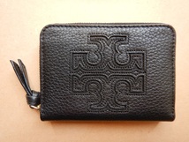 TORY BURCH　トリーバーチ　コインケース　カードケース　黒　ブラック　レザー　革　ロゴ　美品_画像1