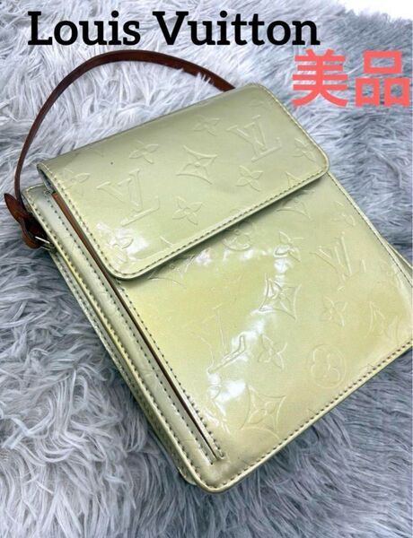 美品!! LOUIS VUITTON ルイヴィトン モット エナメル ヴェルニ ハンドバッグ ライトグリーン