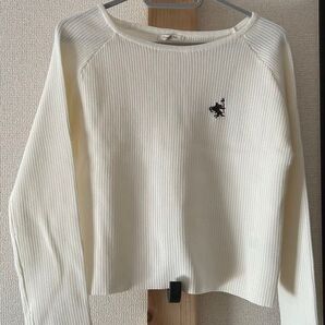 クラシカルエルフ ワンポイント胸刺繍ボートネック長袖リブニット