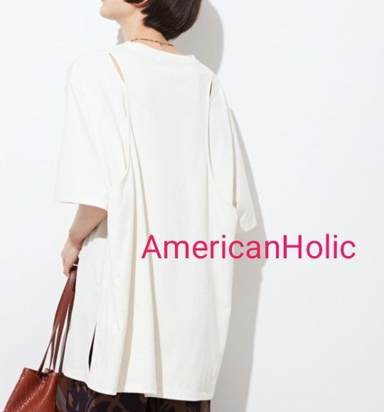 AmericanHolic バックオープンカットチュニック L 体型カバー ホワイト