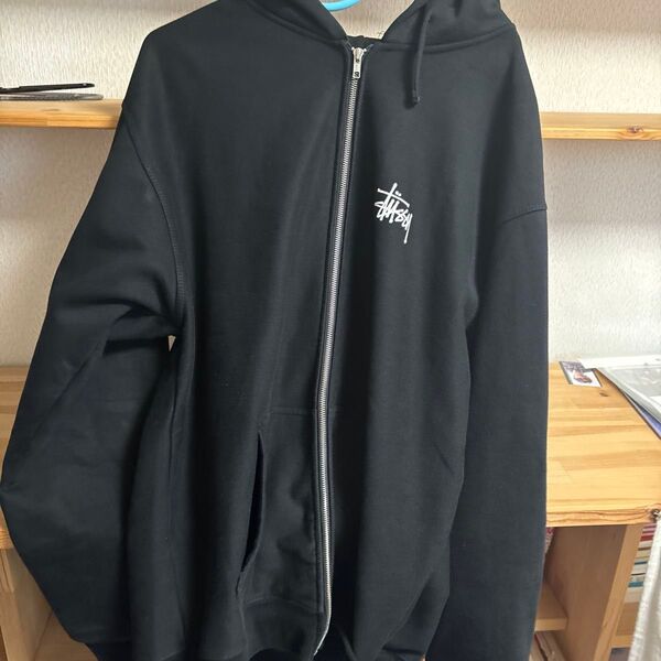 STUSSY ジップアップパーカー 黒 XL